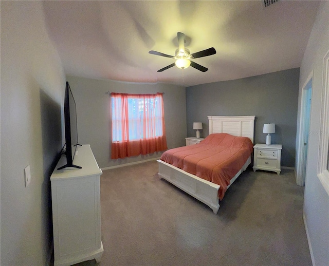 bedroom featuring carpet and ceiling fan