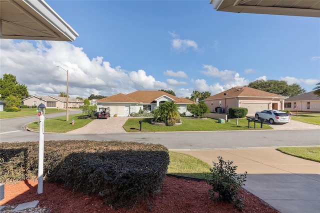 view of yard with a garage