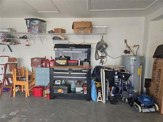 garage featuring electric water heater