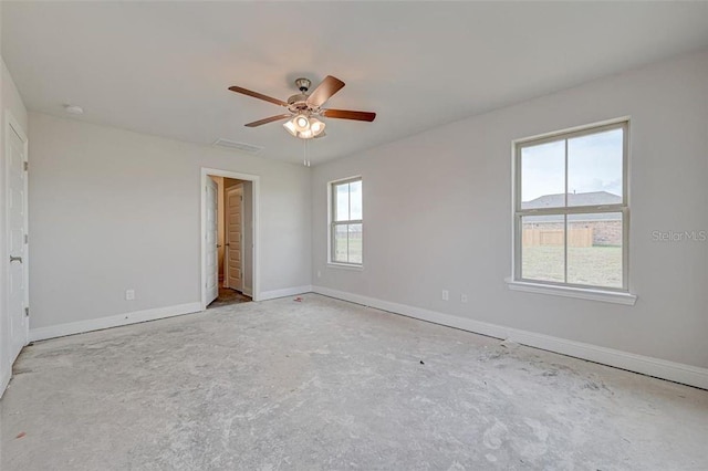 unfurnished bedroom with ceiling fan