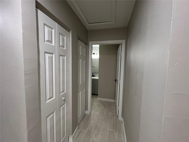 hallway featuring light wood-type flooring