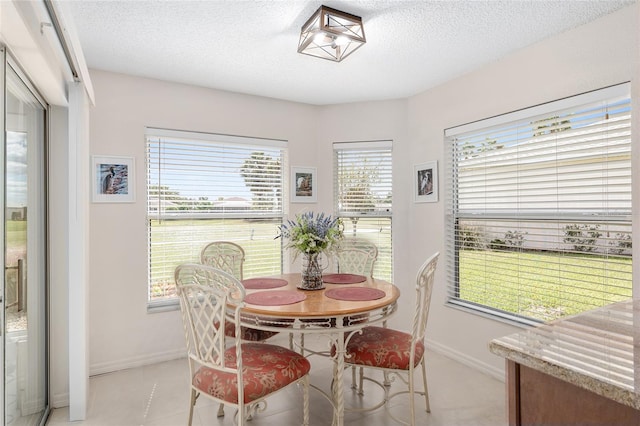 15596 SW 13th Cir, Ocala, FL 34473 - dining space with baseboards, a textured ceiling, and light tile patterned floors