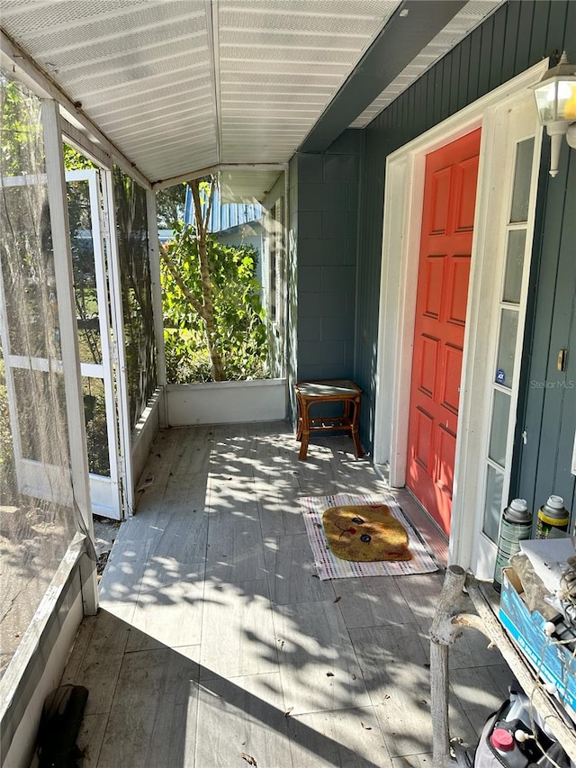 view of unfurnished sunroom