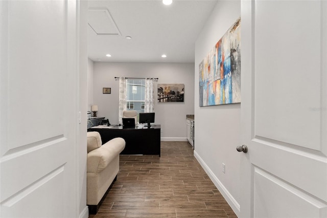 office space featuring wood-type flooring