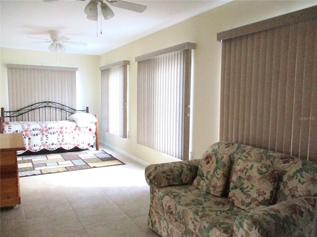 bedroom featuring ceiling fan