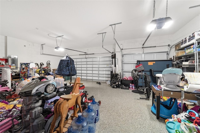 garage with a garage door opener