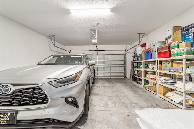 garage with a garage door opener