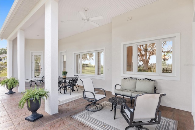 view of patio / terrace featuring outdoor lounge area and ceiling fan