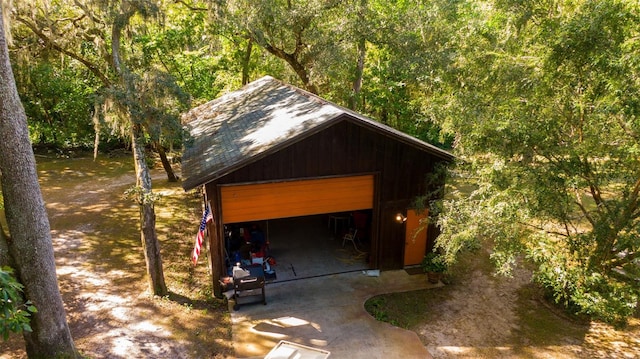 view of garage