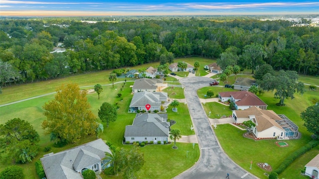 view of aerial view at dusk