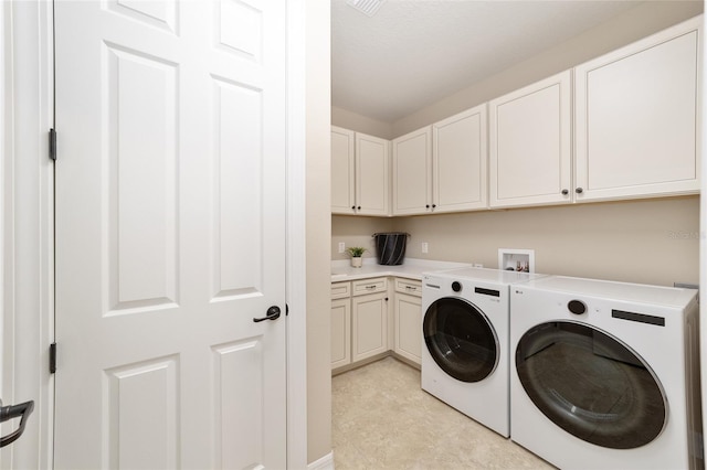 laundry room with cabinets and independent washer and dryer