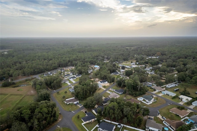 view of aerial view at dusk