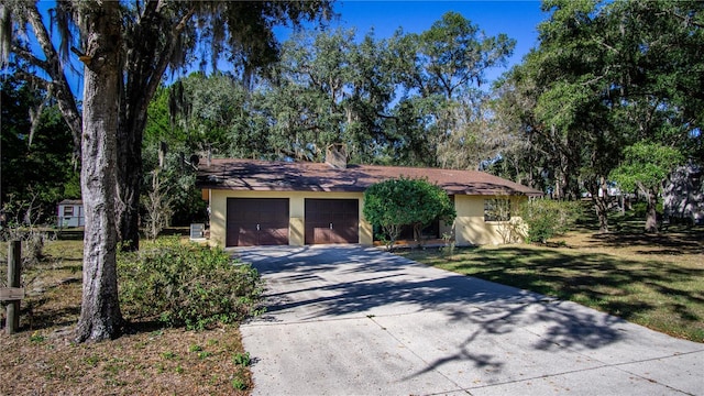 ranch-style home featuring a garage