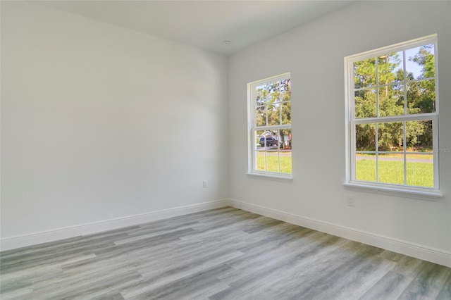 spare room featuring plenty of natural light and light wood-type flooring