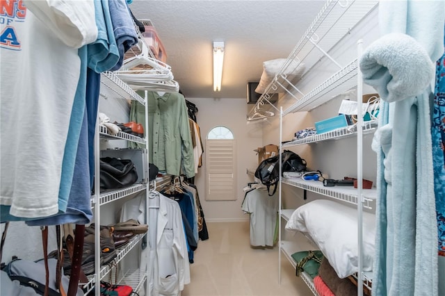 walk in closet with carpet