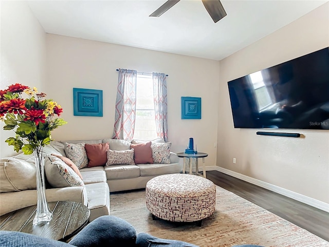 227 Locust Pass Crse, Ocala, FL 34472 - living room with ceiling fan, wood finished floors, and baseboards