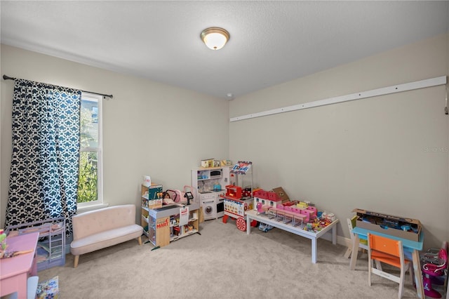 game room with carpet flooring