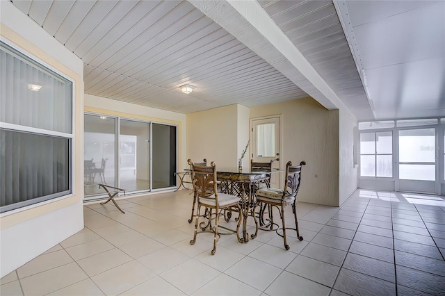 view of tiled dining space