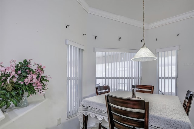 dining room with ornamental molding