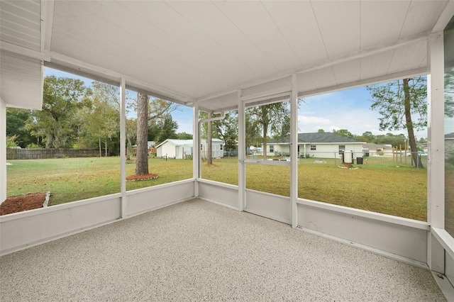 view of unfurnished sunroom