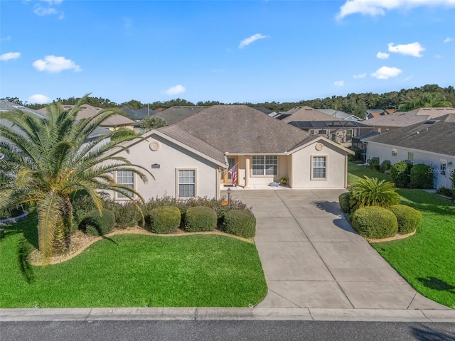 view of front of home featuring a front lawn