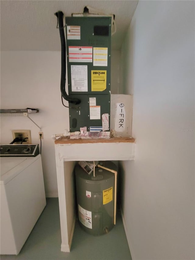 utility room with washer / clothes dryer and electric water heater