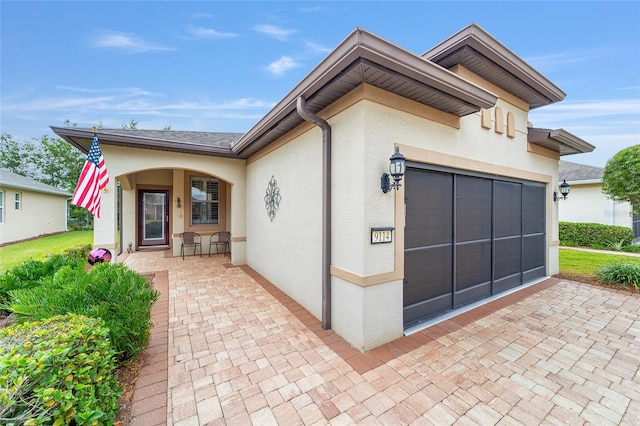 view of front of house with a patio area