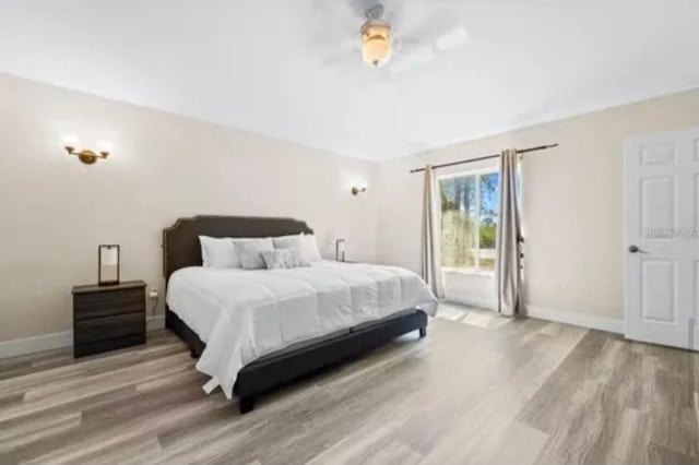 bedroom featuring light hardwood / wood-style floors