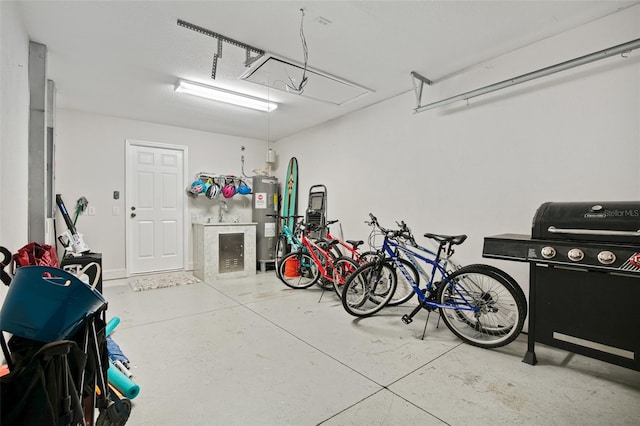 garage featuring electric water heater