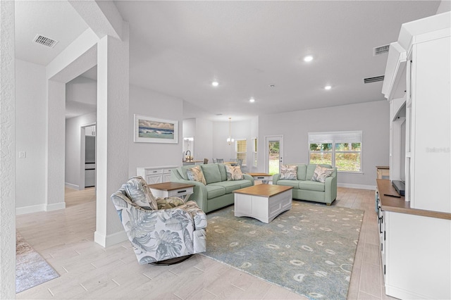 living room featuring light hardwood / wood-style floors