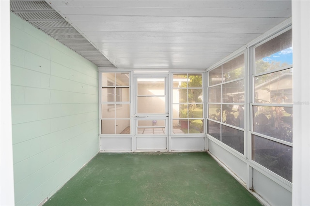 view of unfurnished sunroom