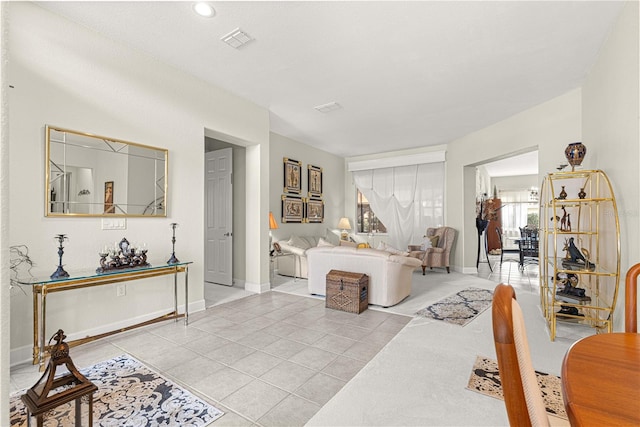 view of tiled living room