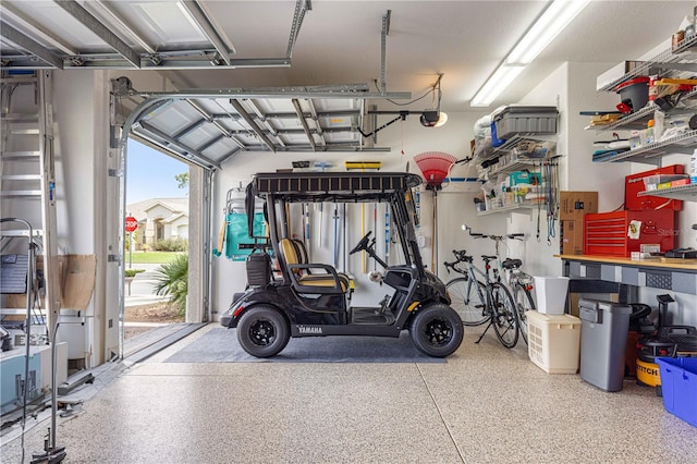 garage with a garage door opener