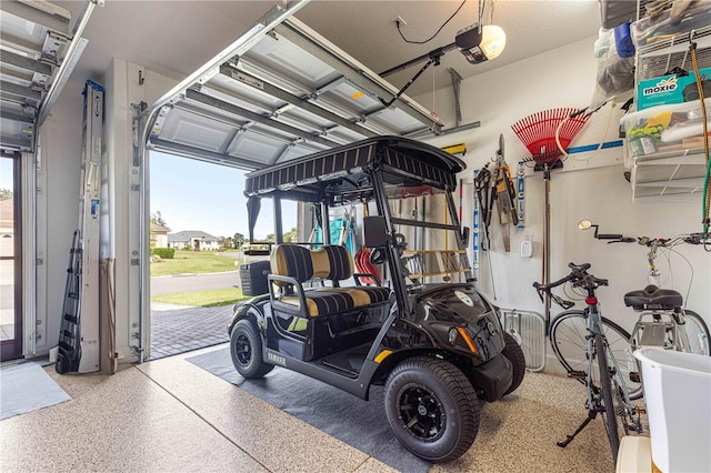 garage with a garage door opener