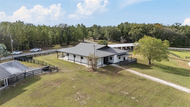 drone / aerial view with a rural view