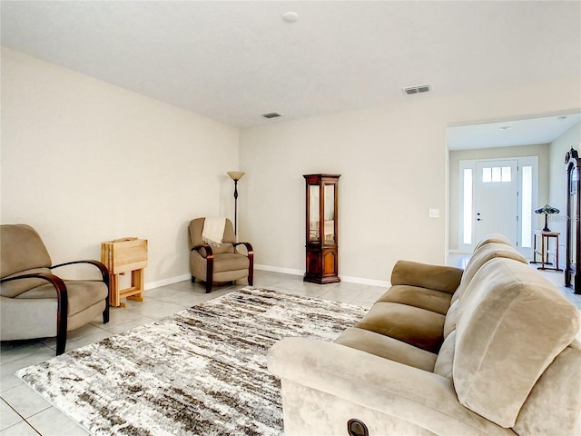 view of tiled living room