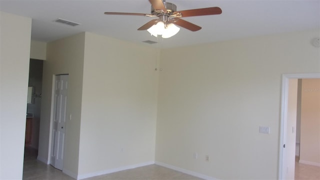 spare room featuring ceiling fan