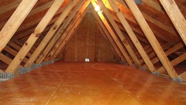 view of unfinished attic