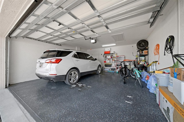 garage with a garage door opener