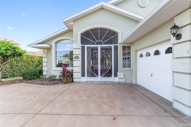 entrance to property with a garage