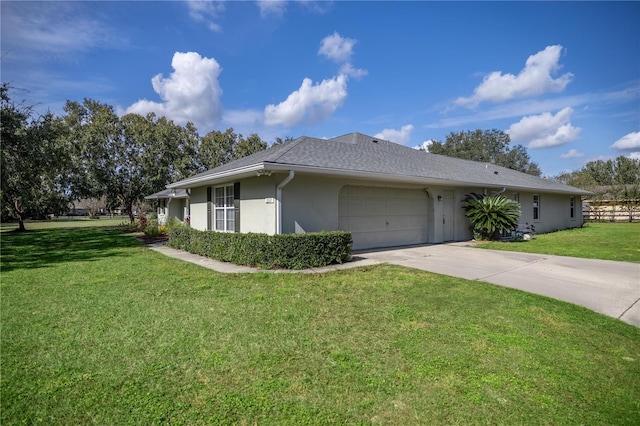 5537 SW 38th St, Ocala, FL 34474 - view of property exterior with an attached garage, stucco siding, concrete driveway, and a lawn