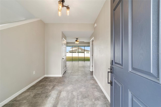 entrance foyer featuring ceiling fan