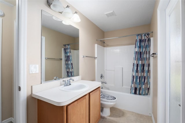 3107 NE 24th Pl, Ocala, FL 34470 - bathroom with toilet, vanity, shower / bath combo, and tile patterned floors
