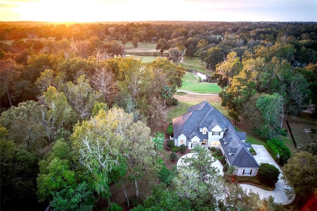 view of aerial view at dusk