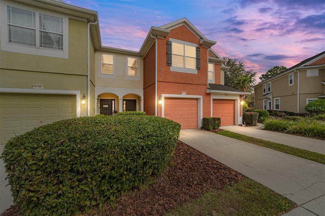 view of property featuring a garage