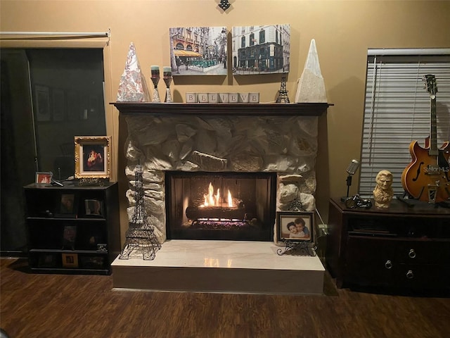 3824 NE 17th Street Cir, Ocala, FL 34470 - room details featuring a stone fireplace and wood finished floors