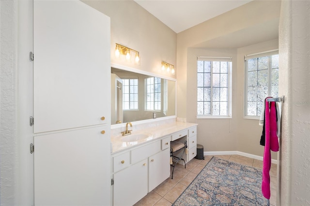 bathroom featuring vanity and tile patterned flooring