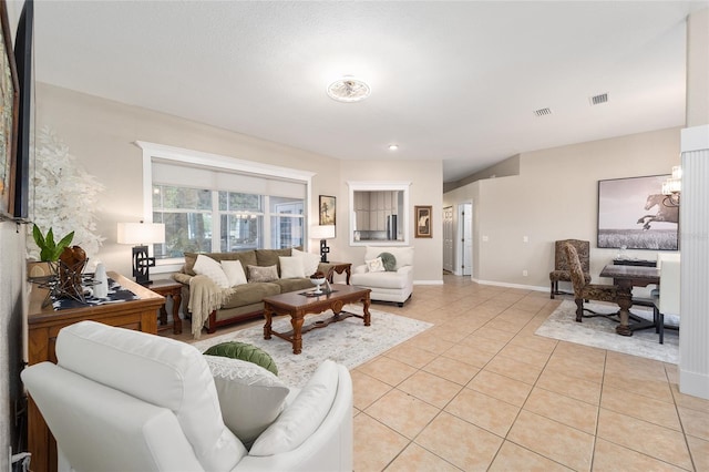 view of tiled living room