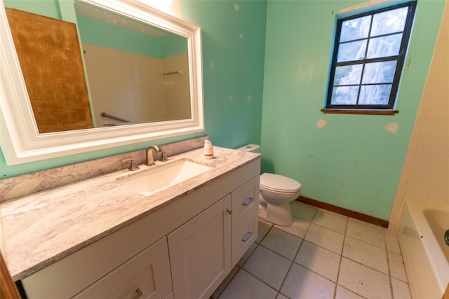 bathroom with tile patterned floors, vanity, and toilet