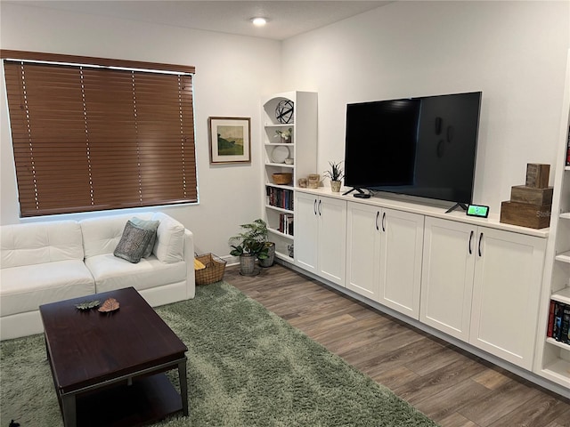 living room featuring dark hardwood / wood-style floors